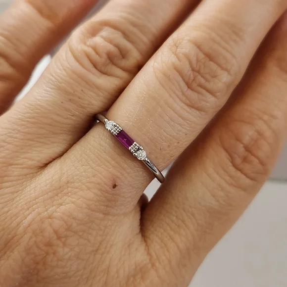 New 925 Silver Ruby Diamond Band Stacking Ring for Women - Picture 12 of 13